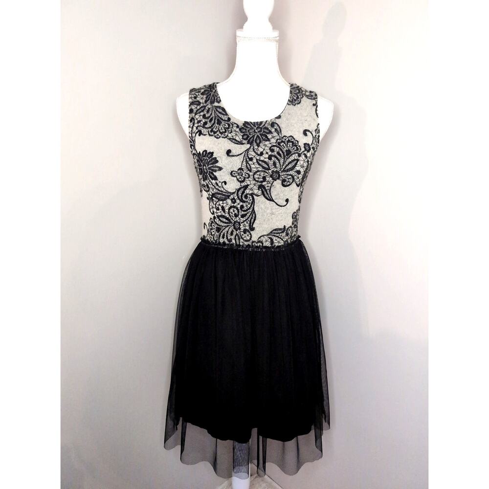 Anthropologie Weston Wear Dulcie Dress Size S Black Lace Tulle Cocktail Dress